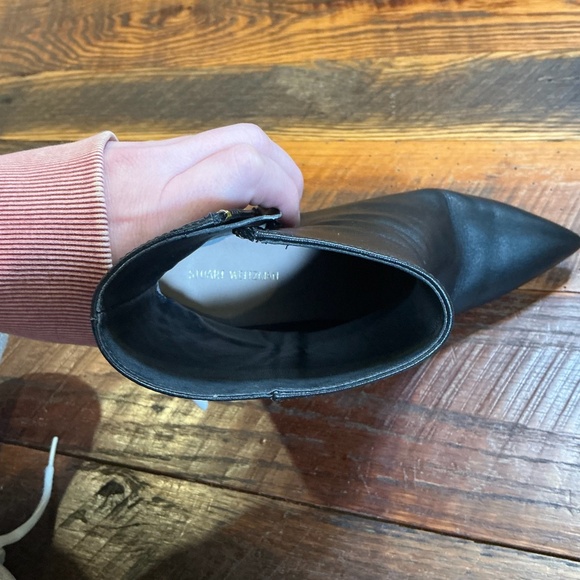 Stuart Weitzman Black Leather Block Heel Ankle Boots | Women’s Size 7B / EU 37.5 - Picture 5 of 12